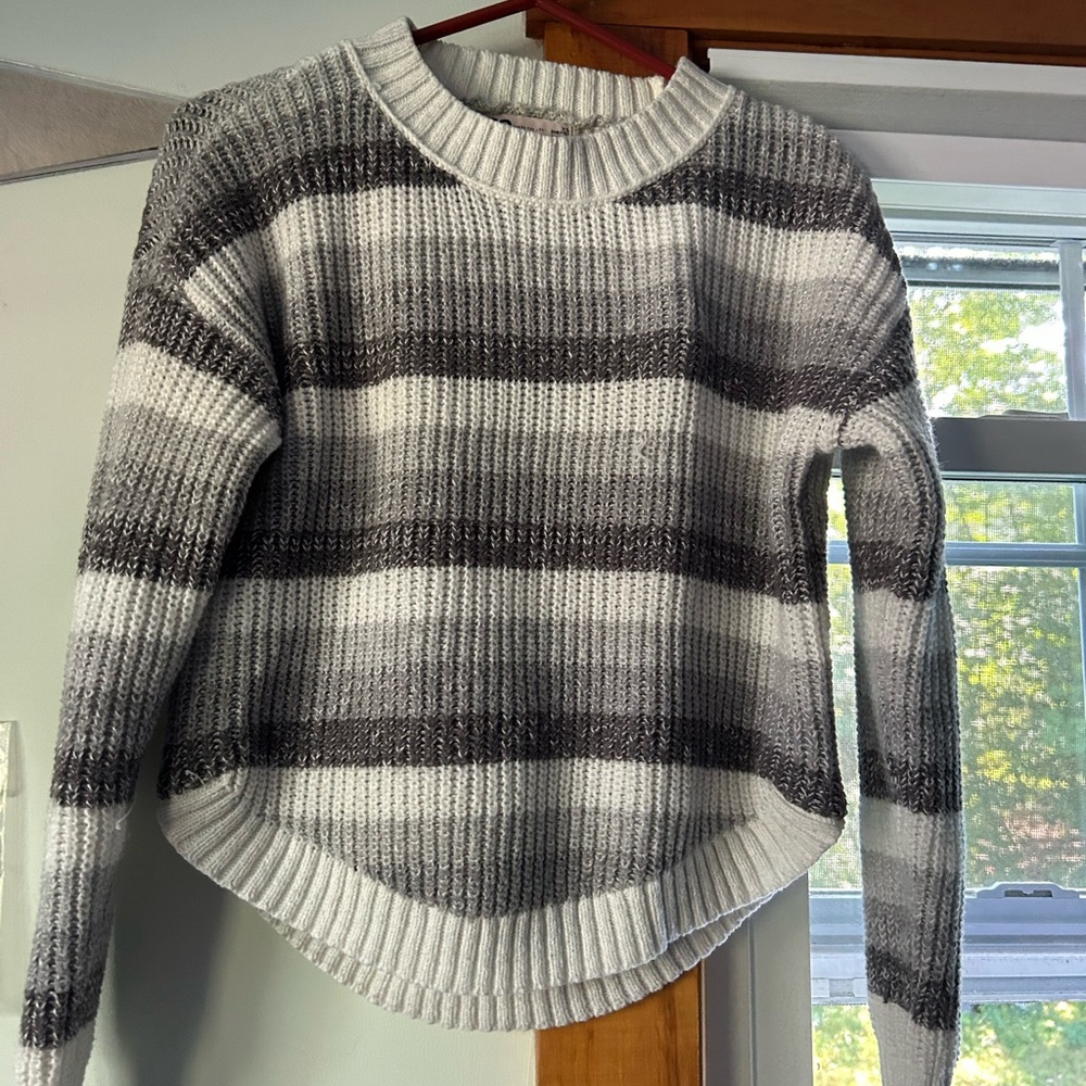 SO Women's Black and White Striped Sweater
